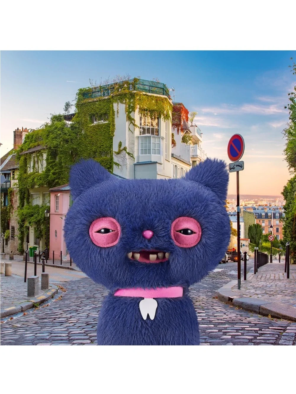 Zuru CHEEZEE Alley Cats Fuggler Plush Blue Cat Toy with Pink Pet Cat Plush